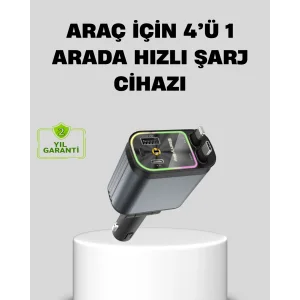 Araç Şarj Cihazı 66W 4 Portlu Hızlı Şarj ve LED Işıklı