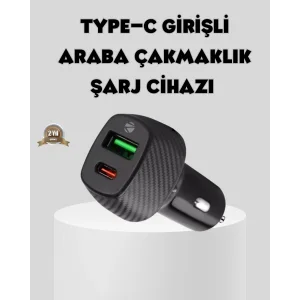 Araç Tipi Hızlı Şarj Adaptörü Type-C PD USB Çift Port Kompakt