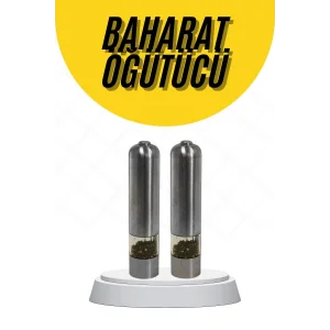 Baharat Öğütücü Paslanmaz Ayarlanabilir Otomatik Pilli Işıklı Tuz & Karabiber