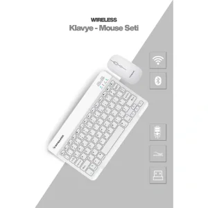 Beyaz Kablosuz Klavye Ve Mouse Seti