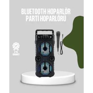Bluetooth Bağlantılı LED Işıklı Taşınabilir Hoparlör – 1200 mAh Şarjlı, FM Radyolu