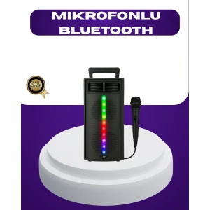 Bluetooth Işıklı Hoparlör – 2x5W Güç | USB + TF Kart + FM Radyo | Siyah Renk