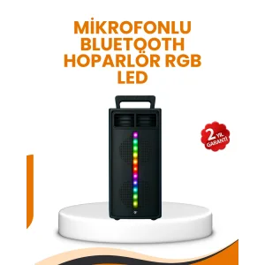 Bluetooth Işıklı Hoparlör – 2x5W Güç | USB + TF Kart + FM Radyo | Siyah Renk (Kopya)