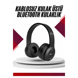 Bluetooth Kablosuz Kulaklık Siyah Wireless 5.0 Kulak Üstü Uzun Pil Ömrü