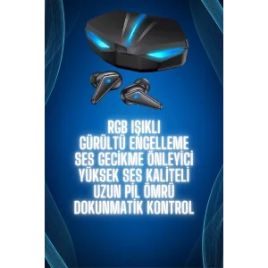 Bluetooth Kulaklık Oyuncu Kulaklığı RGB Işıklı Oyunlarda Düşük Gecikme