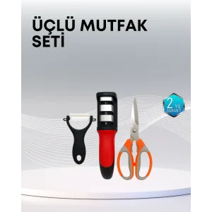 Çok Fonksiyonlu Mutfak Makas Seti – 3 Makas, Bileyici ve Soyacak Dahil