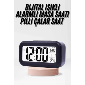 Dijital Işıklı Alarmlı Çalışma Masası Ekran Pilli Çalar Saat