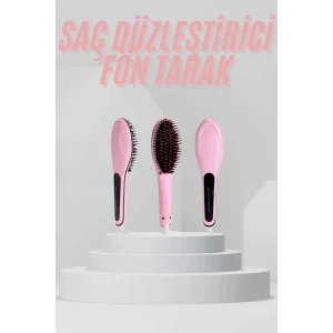 Elektrikli Saç Düzleştirici Tarak Saç Düzleştirici Fırça Sıkı Dişli Pembe