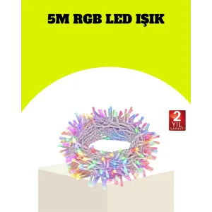 Enerji Tasarruflu Şeffaf Kablo 5 m 50 LED Dekor Işık