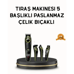 Erkek Bakım Seti 5’i 1 Arada Şarjlı Paslanmaz Çelik Başlıklı