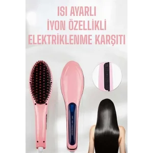 Fön Etkili Saç Düzleştirici Tarak Yıpranma Karşıtı Döner Kablo Isı Ayarlı