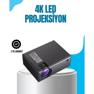 Full HD Destekli Taşınabilir Projeksiyon Cihazı – HDMI, USB, VGA Girişli, Uzaktan Kumandalı