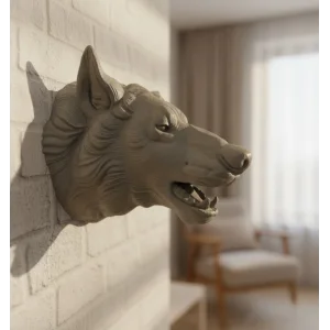 Gri Kurt Duvar Biblosu Güçlü Detaylı Dekoratif Tasarım 25x19 cm
