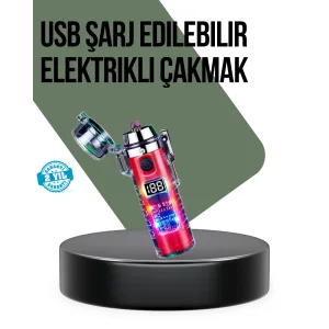 Güç Göstergeli Şarjlı Fenerli USB Elektrikli Çakmak