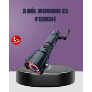 Güçlü Işıklı El Feneri Acil Durum Çekiç ve Pusula