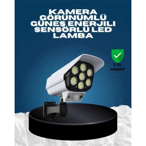 Güneş Enerjili Kamera Görünümlü Hareket Sensörlü LED Duvar Lambası Uzaktan Kumandalı