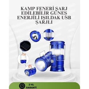 Güneş Enerjili Katlanabilir Kızaklı Kamp Feneri – USB Şarjlı, Çok Yönlü ve Dayanıklı Tasarım
