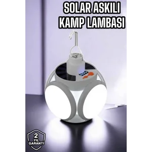Güneş Enerjili Solar Aydınlatma Kamp Çadır Lambası Şarjlı Ampül Led Şarjlı El Feneri Işıldak