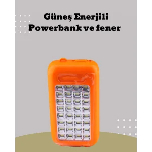 Güneş Paneli Destekli Powerbank ve LED Işıldak – 10000 mAh, Çift USB, Outdoor Kullanım İçin