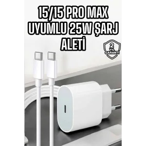 İOS Uyumlu Type-C Girişli Hızlı Şarj 15/15 Pro Max Adaptör ve Kablosu