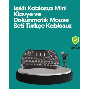 Işıklı Kablosuz Mini Klavye – 2.4 GHz, Dokunmatik Mouse Özellikli