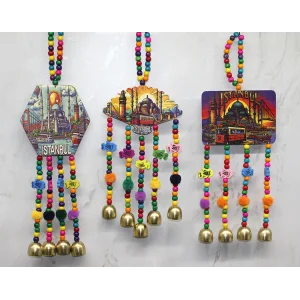 İstanbul Temalı Renkli Boncuklu Asmalı Rüzgar Çanı