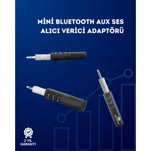Kablolu Hoparlör ve Kulaklıklar İçin Bluetooth Adaptör | Mini Boy, Klipsli, Taşınabilir
