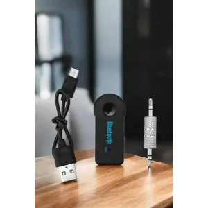 Kablosuz Bluetooth Aux Araç Kiti Siyah Hafıza Kartlı