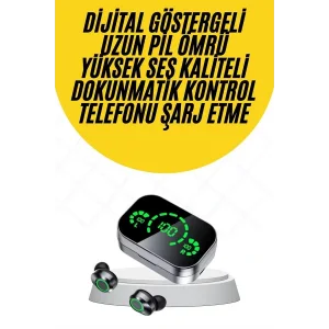 Kablosuz Bluetooth Kulaklık Çift Telefon Destekli Powerbankli Dijital Göstergeli