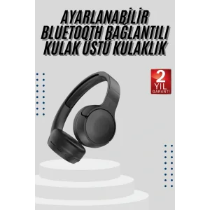 Kablosuz Bluetooth Kulaklık Kulak Üstü Ayarlanabilir Uzun Ömürlü