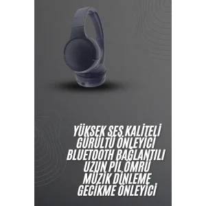Kablosuz Bluetooth Kulaklık Kulak Üstü Ayarlanabilir Uzun Ömürlü