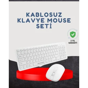 Kablosuz Klavye Mouse Seti Beyaz Q Klavye Tüm Cihazlara Uyumlu