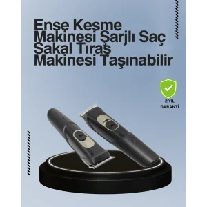 Kablosuz, Paslanmaz Çelik Bıçaklı Profesyonel Saç ve Sakal Tıraş Makinesi – Sessiz, Güçlü ve Ergonomik