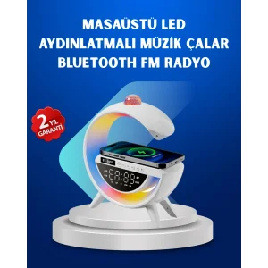 Kablosuz Şarjlı Dijital Saat RGB Işıklı Bluetooth Hoparlör Çok Fonksiyonlu