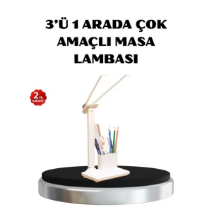 Kalemlik ve Telefon Standlı Masa Lambası – Kısılabilir LED Işık, Göz Dostu Tasarım