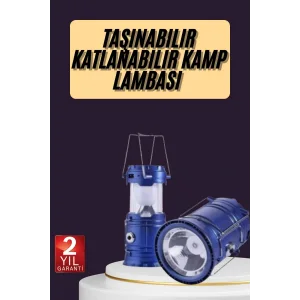 Kamp Feneri Şarj Edilebilir Güneş Enerjili Işıldak USB Şarjlı
