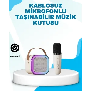 Karaoke Mikrofon Hoparlör Seti Bluetooth Kablosuz Taşınabilir