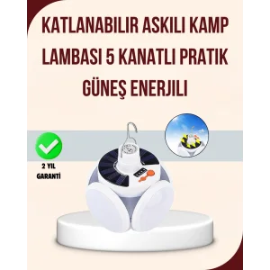 Katlanabilir Güneş Enerjili LED Kamp Lambası USB Şarjlı