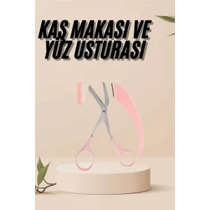 Kavisli Kaş Kirpik Düzeltici Bıyık Alma Taraklı Kaş Makası Yüz Bakım Seti Makas