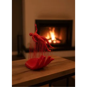 Kırmızı El ve İnsan Figürü Dekoratif Biblo Salon Ofis Raf ve Konsol Üstü İçin 12x18 cm