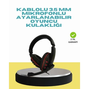 Kırmızı Işıklı Oyuncu Kulaklığı Kablolu Mikrofonlu Profesyonel