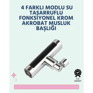 Krom Kaplamalı Çok Fonksiyonlu Musluk Başlığı | Paslanmaz Malzeme