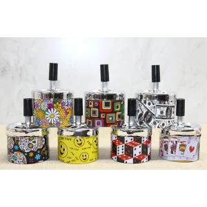 Küçük Boy Metal Renkli Basmalı Küllük Yuvarlak