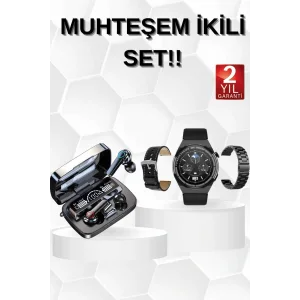 Kulak İçi Kablosuz Bluetooth Kulaklık ve NFC ve GPS Özellikli Akıllı Saat Alarm ve Titreşim