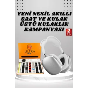 Kulak Üstü P9 Kablosuz Bluetooth Kulaklık ve 7 Kordonlu Akıllı Saat