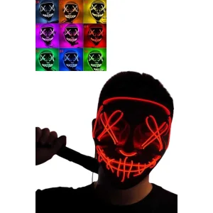 Led Işıklı Neon Maske Cadılar Bayramı Maskesi Korkunç Korku Maskesi