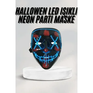 Led Işıklı Neon Maske Cadılar Bayramı Maskesi Korkunç Korku Maskesi