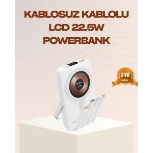 Manyetik Kablosuz Powerbank 22.5W Hızlı Şarj LCD Ekranlı