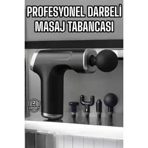 Masaj Tabancası 4 Başlıklı Kas ve Vücut Ağrıları İçin Şarjlı Darbeli
