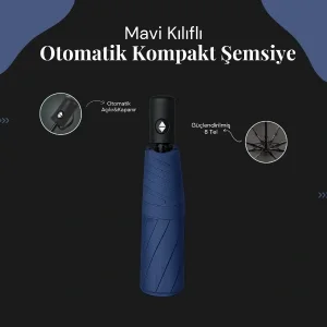Mavi Kılıflı Otomatik Kompakt Şemsiye